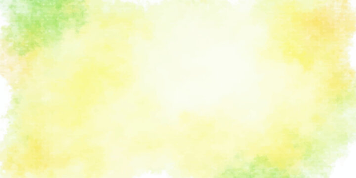 An abstract watercolor background features a soft green and yellow spring design with bright artistic texture and vintage paper patterns that capture a vibrant nature illustration of sunlit summer bok