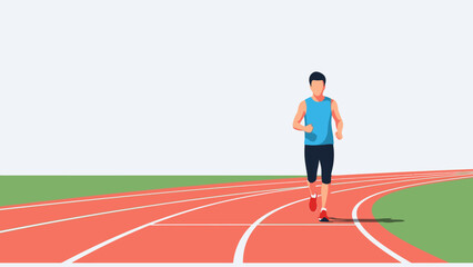 Fototapeta premium man running on red athletic track outdoors