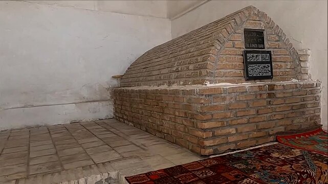Interior of an ancient brick tomb and mausoleum in Bukhara