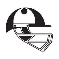 Fototapeta premium Cricket helmet silhouette on a white background simple graphic design