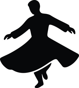 Silhouette design of a man in traditional clothing performing a dervish dance vector