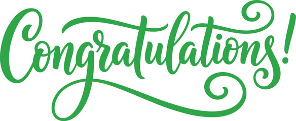 Elegant green calligraphy Congratulations script lettering text vector illustration typography isolated on a clean solid white background for greeting card © Lili Begum