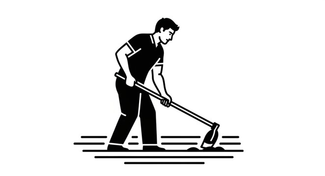 silhouette of a woman with broom