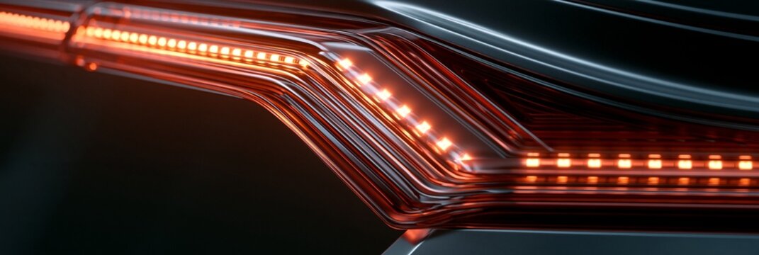 Medium shot of OLED rear combination lamp panels showcasing animated light patterns highlighting advanced organic LED manufacturing precision.