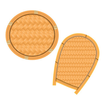 indian traditional kula winnowing fan and sieve set vector illustration