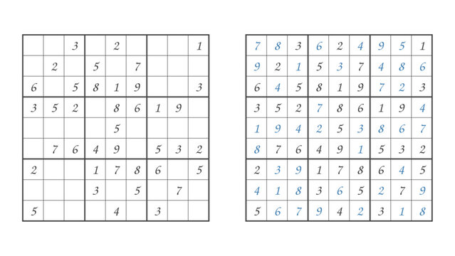 Number logic puzzle with completed solution