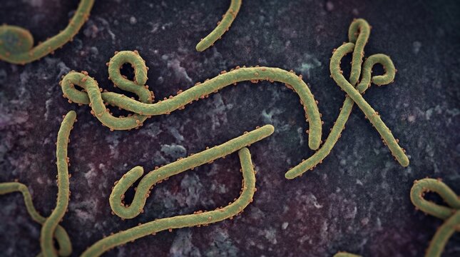 Scanning electron micrograph of ebola virus particles