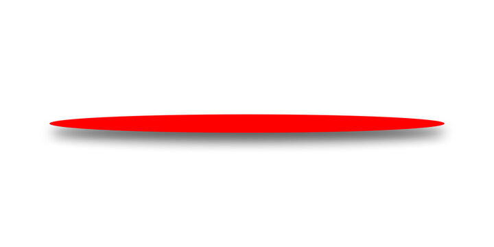 Red oval shape with shadow on transparent background