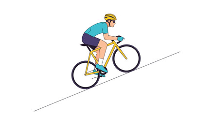Fototapeta premium Man riding bicycle on a slope.