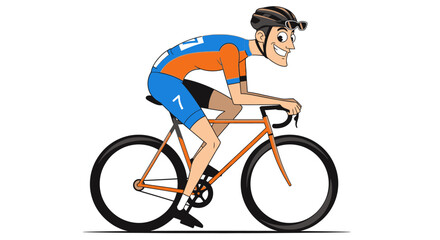 Naklejka premium a cartoon man riding a bicycle.