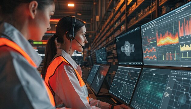 Industrial Engineers Monitoring Smart Factory Systems