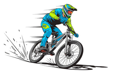 Naklejka premium Professional cyclist riding a bicycle fast.