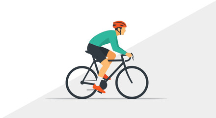 Fototapeta premium Cyclist riding bicycle on road.