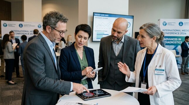 Successful medical doctors are discussing diagnosis during the conference