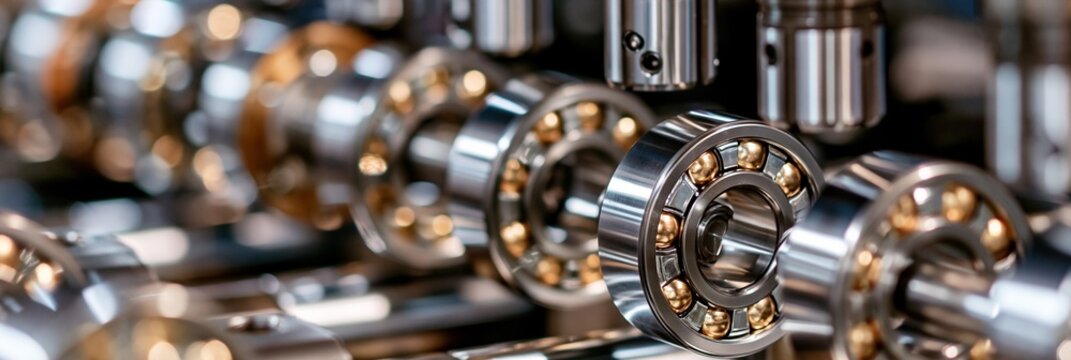 Medium shot of a highprecision bimetal bearing line with detailed stamping and coating processes ensuring durability and performance.