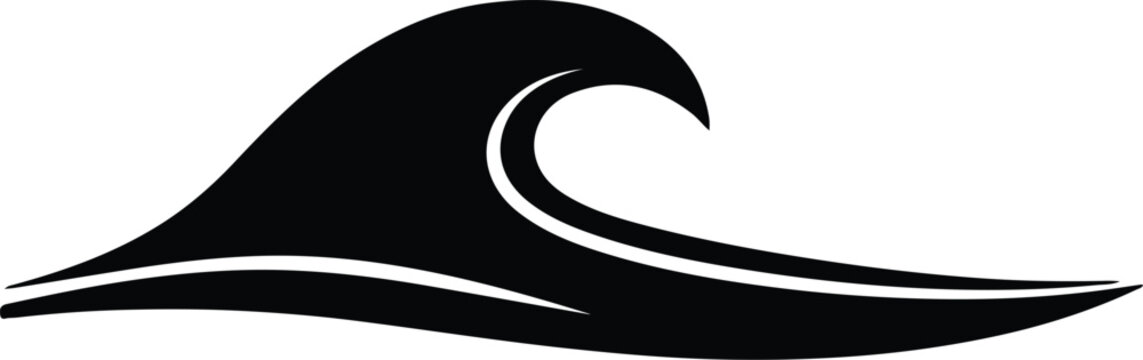 Silhouette design of a stylized ocean wave cresting on clear background vector