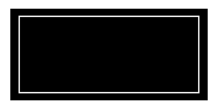 Black rectangle with white outline on transparent background