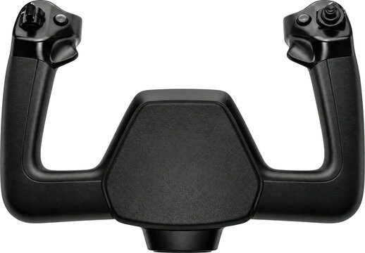 Modern aircraft control yoke isolated on transparent background