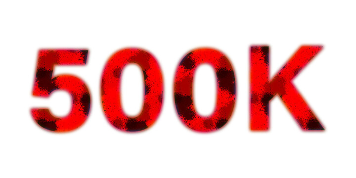 500k red patterned milestone typography as PNG asset