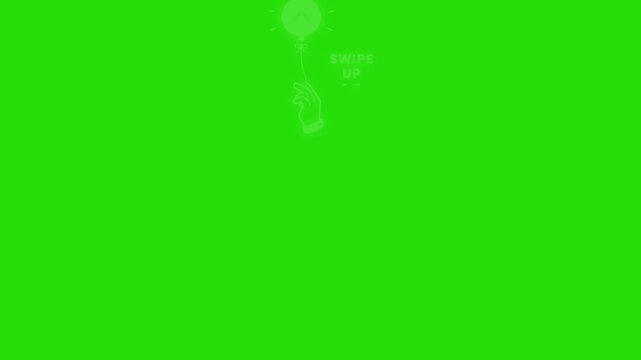 Swipe Up Balloon Icon Animation with Hand Gesture on Green Screen - 4K Video