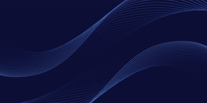 Abstract technology big data digital background. Dot blue wave light screen gradient texture background. 3d wave point fractal grid science futuristic audio