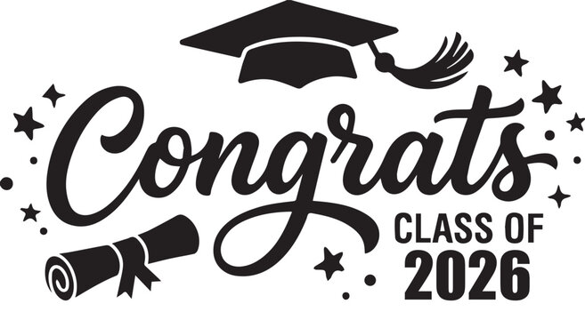 Congrats Class of 2026 Graduation Vector Typography