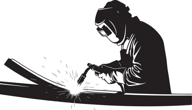 Black and white silhouette of a welder working on a welding