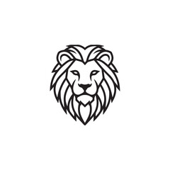 Obraz premium Minimal Lion Face Outline Vector Logo