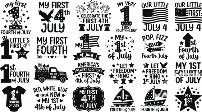 My First 4th of July SVG Cut Files Bundle for Patriotic Baby Clothing