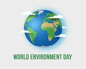 Fototapeta premium Minimal World Environment Day Poster with Earth Globe on White Background