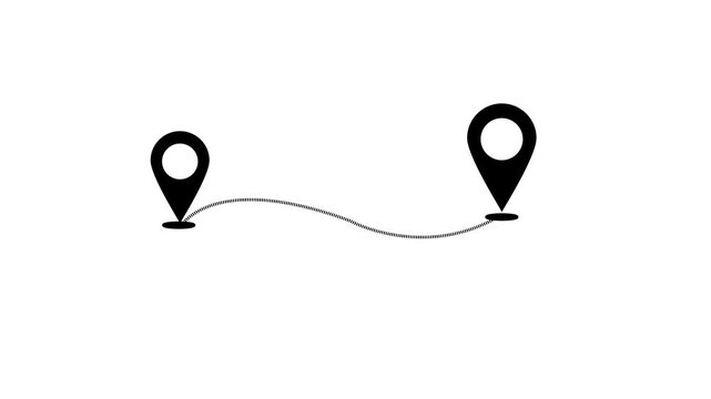 Two location point connection with lines arrow direction animation on white background.4k animation video .
