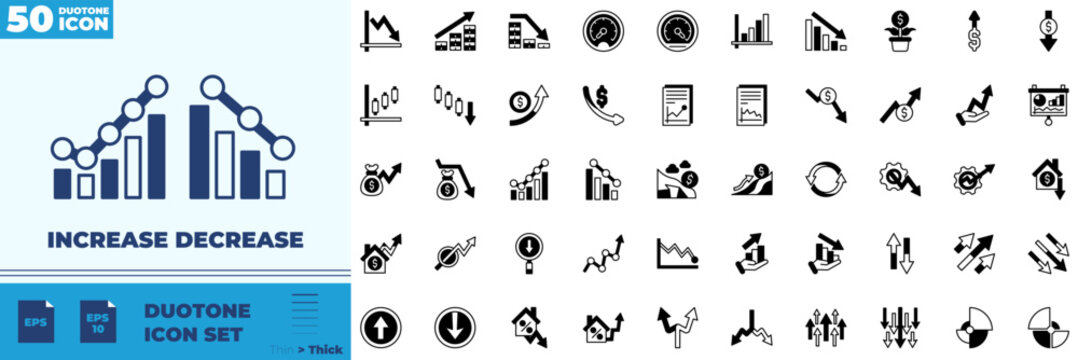 Increase Decrease Duotone Editable Icons set