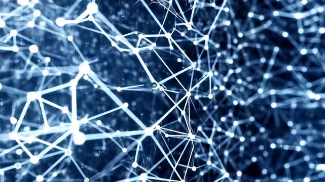 Network connections evolving in abstract blue background
