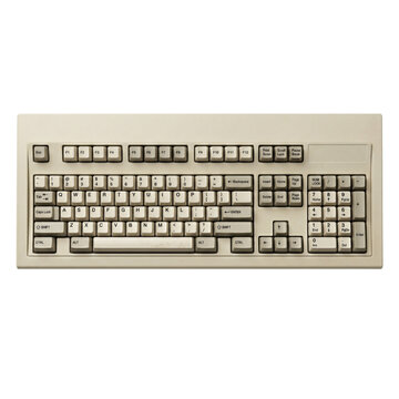 Retro beige computer keyboard top view