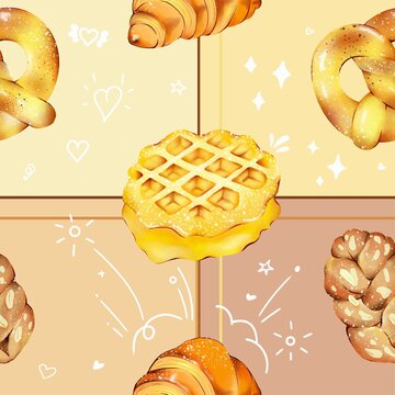 seamless pattern with pastry