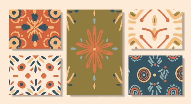 Vibrant abstract geometric pattern designs.