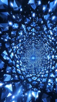 Mesmerizing Blue Diamond Tunnel Background - A mesmerizing abstract tunnel formed by glowing blue diamond patterns.