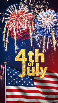 Festive Fourth of July Fireworks Celebration Background - Celebrate Independence Day with this vibrant backdrop featuring the text "4th of July" in sparkling gold letters.
