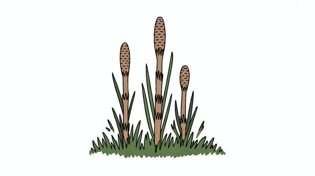 cartoon cattails and grass growing together outdoors