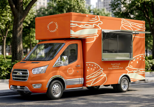 Food Truck Mockup with Open Service Window