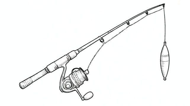 Fishing rod with spinning reel and float on line  fishing equipment