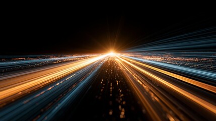 Obraz premium A stunning visual representation of speed and technology with vibrant light trails in the night