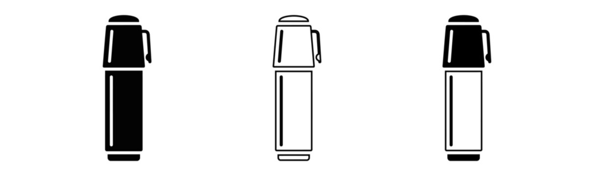 Variations of a french press coffee maker in black and white