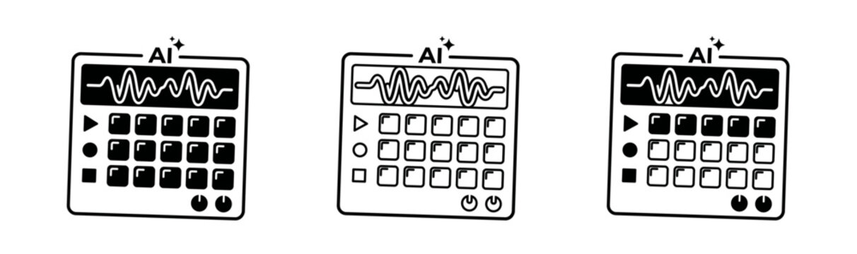 Ai music synthesizer icon set vector illustration of digital audio workstations for music production and sound design applications