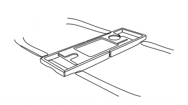 Technical line drawing of a cable management bracket with wires