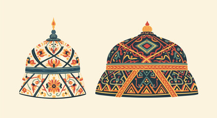 Colorful Traditional Tibetan Buddhist Prayer Domes. © Endang