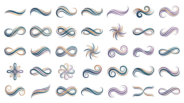 Modern Wave Ribbon Vector Bundle &ndash; Elegant Fluid Motion Shapes, Smooth Abstract Flowing Curves, Premium Decorative Line Graphics, Isolated White