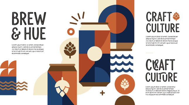 Craft beer culture graphic design elements.