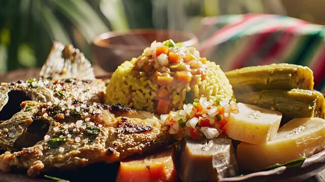 Delicious and Healthy Ethiopian Food Platter Served Outdoors.
