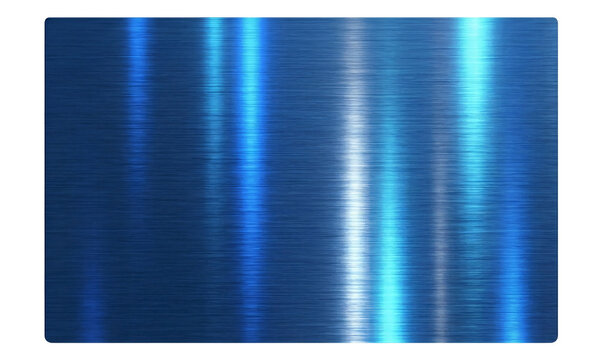 Brushed blue metal plate with strong bright vertical reflections.